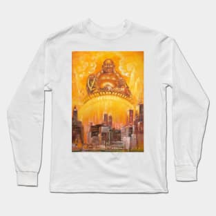 Blissful Jambhala, the God of Wealth, over Chicago. Soul of the Stone: Citrine. Long Sleeve T-Shirt